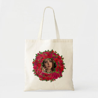 Romantische rote dunkelrosa Rosen Foto Rahmen Tragetasche