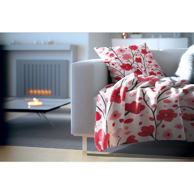 Romantische Rote Flora Decke (Von Creator hochgeladen)