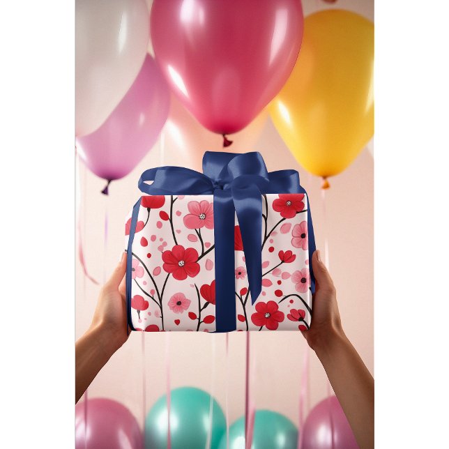 Romantische Rote Flora Geschenkpapier (Von Creator hochgeladen)