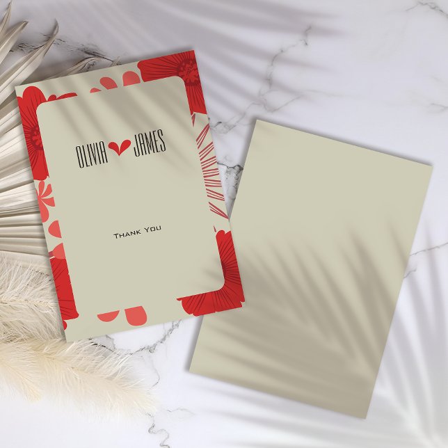 Romantische Rote Flora Hochzeit Danke Karte (Von Creator hochgeladen)