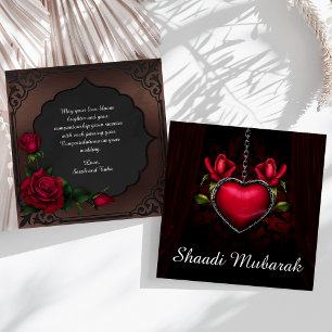 Romantische rote Herz- und Rosen-Shaadi-Mubarak-Ka