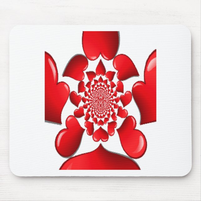 Romantische rote Herzen Muster Kunst drucken Mousepad (Vorne)