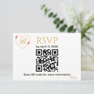 Romantische rote Herzen QR-Code-Hochzeits-RSVP-Kar RSVP Karte