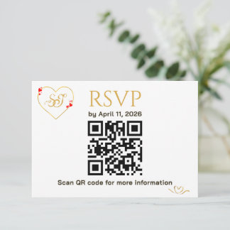 Romantische rote Herzen QR-Code-Hochzeits-RSVP-Kar RSVP Karte