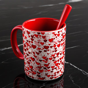 Romantische Rote Herzen Tasse - Liebe & Kaffee Cup