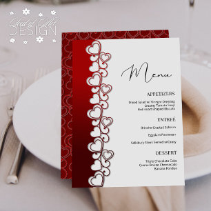 Romantische Rote Herzen Wirbel Valentinstag Urlaub Menükarte