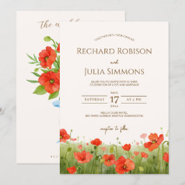 Romantische Rote Hochzeit von Mohnblumen Save The Date
