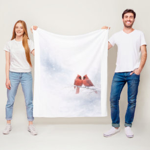 Romantische rote Kardinale Winter-Flanelldecke Fleecedecke