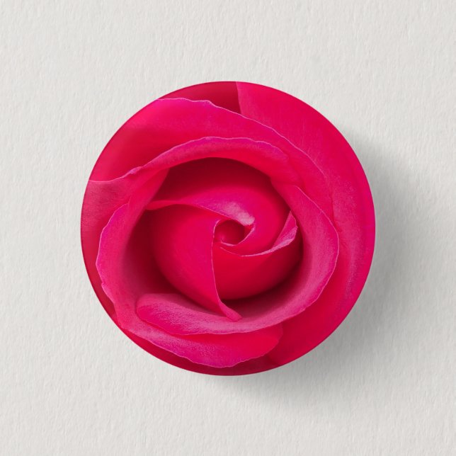 Romantische rote rosa Rose Button (Vorderseite)