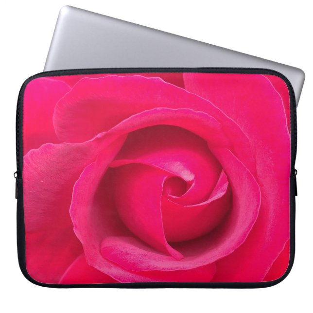Romantische rote rosa Rose Laptopschutzhülle (Vorderseite)