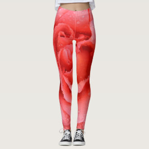 Romantische rote rosa Rosen-Wassertropfen Leggings
