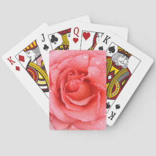 Romantische rote rosa Rosen-Wassertropfen Spielkarten