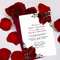 Romantische Rote Rose Burgund Elegante Hochzeit