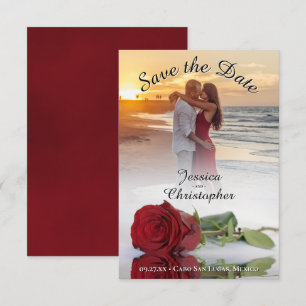 Romantische Rote Rose Foto Overlay Schwarzer Text  Save The Date