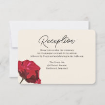 Romantische Rote Rose Hochzeitsempfangskarte