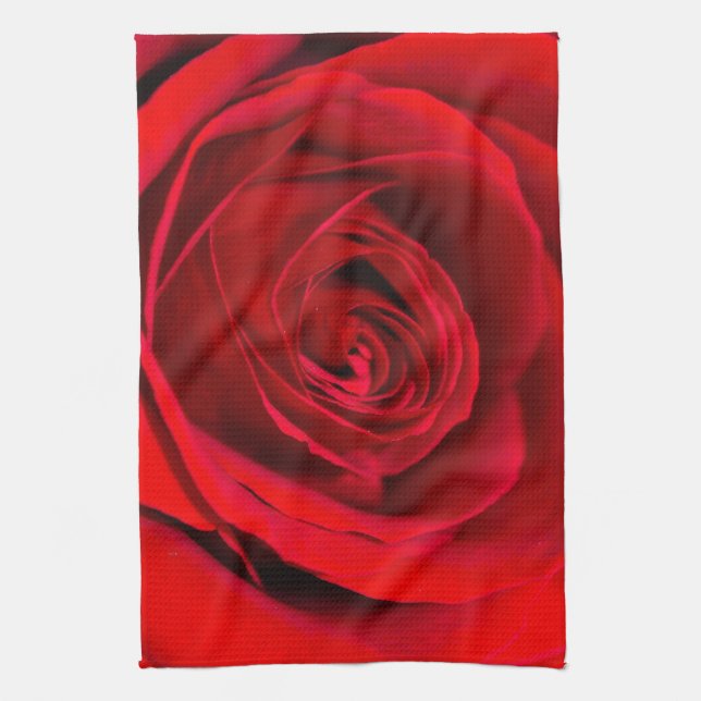 Romantische Rote Rose in voller Blüte Geschirrtuch (Vertikal)