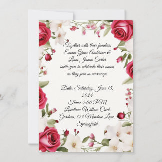 Romantische Rote Rose & Lily der Hochzeit im Tal Einladung