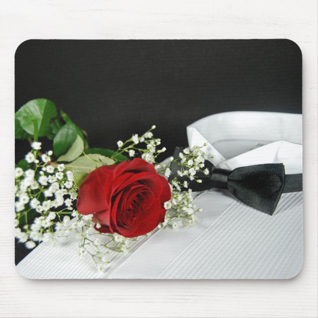 Romantische Rote Rose Mousepad (Vorne)