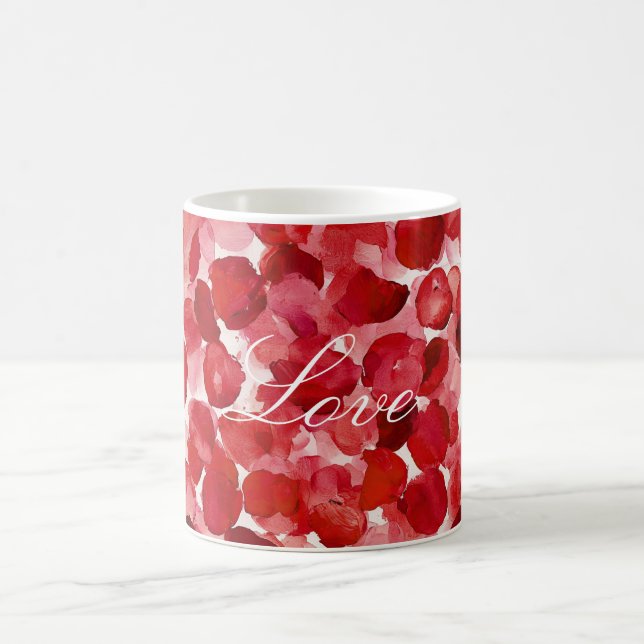 Romantische Rote Rose Petals floral Kaffeetasse (Mittel)