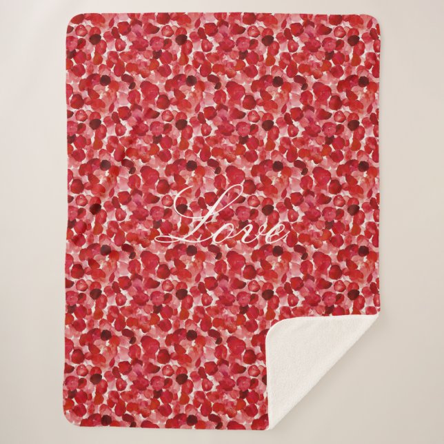 Romantische Rote Rose Petals florale Liebe Sherpadecke (Vorderseite)