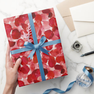 Romantische Rote Rose Petals florales Brautparty Geschenkpapier