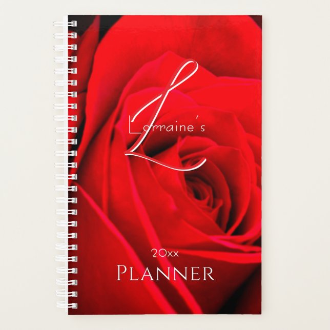 Romantische rote Rose Planer (Vorderseite)