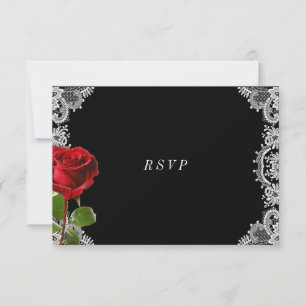 Romantische Rote Rose Schöne Hochzeit RSVP Karte