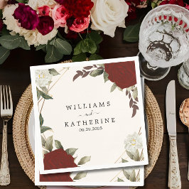 Romantische Rote Rose Tiefenfarben Hochzeit Floren Serviette