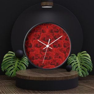 Romantische rote Rose Uhr