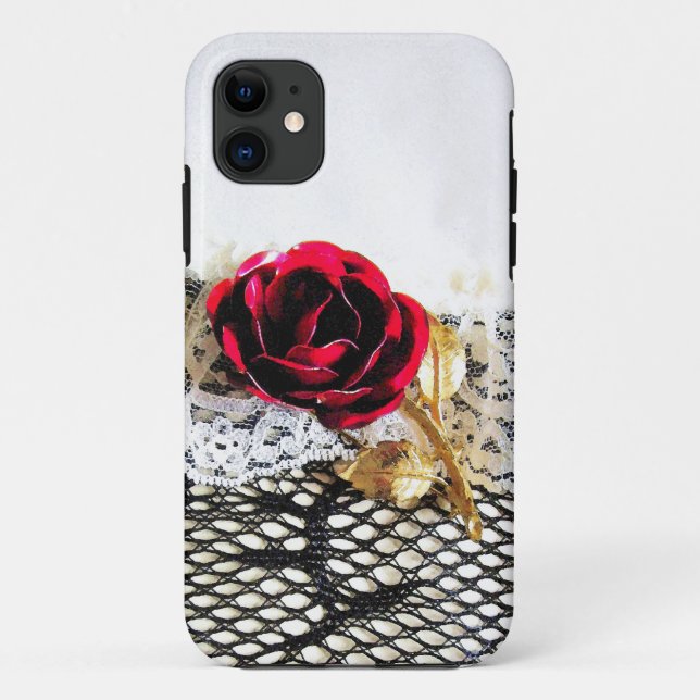 Romantische rote Rose und Weiß Case-Mate iPhone Hülle (Rückseite)