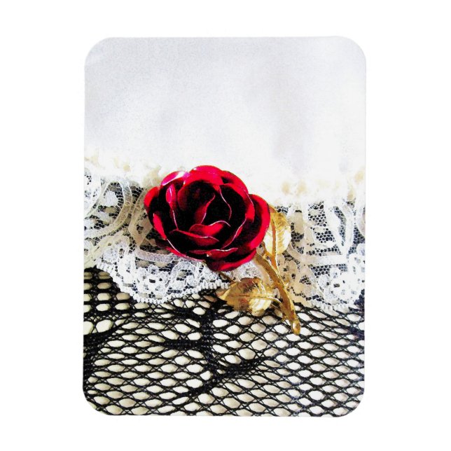 Romantische rote Rose und Weiß Magnet (Vertikal)