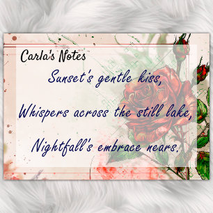 Romantische Rote Rose, Wasserfarbe 4" x 3" Post-it Klebezettel