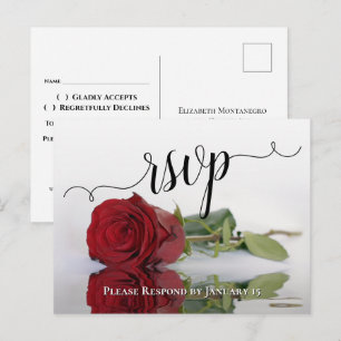 Romantische Rote Rose Wedding RSVP Postkarte