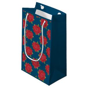 Romantische Rote Rosen auf Blue Custom Medium Gesc Kleine Geschenktüte