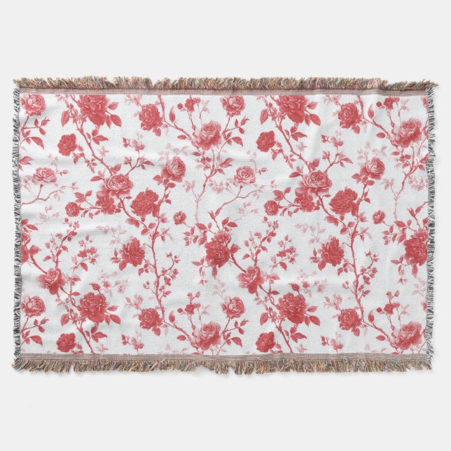 Romantische rote Rosen Blumen Decke (Vorderseite)