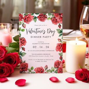 Romantische rote Rosen Blumen Valentinstag Abendes Einladung
