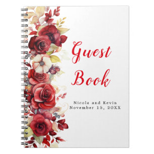 Romantische Rote Rosen Blumenhochzeit Notizblock