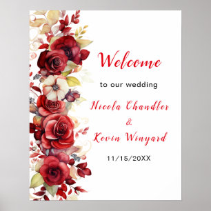 Romantische Rote Rosen Blumenhochzeit Poster