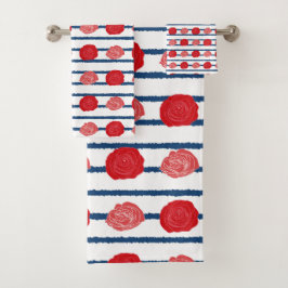 Romantische Rote Rosen Blumenmuster Trendy Bath To Badhandtuch Set