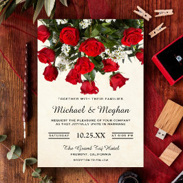 Romantische Rote Rosen Bouquet Wedding Einladung