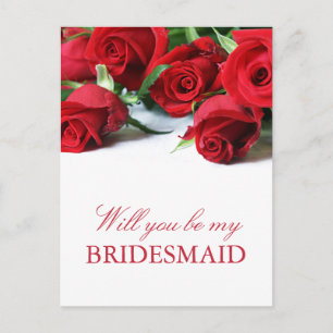Romantische Rote Rosen Bridesmaid Postkarte