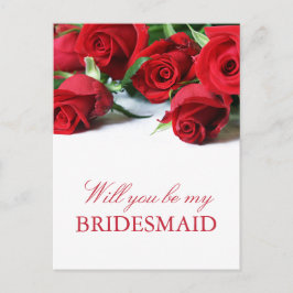 Romantische Rote Rosen Bridesmaid Postkarte