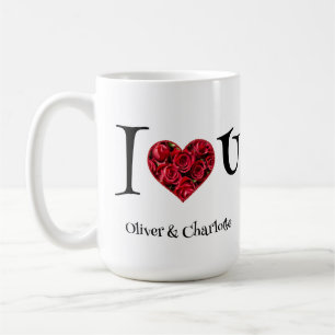 Romantische Rote Rosen des Blumenherzes Valentine Kaffeetasse
