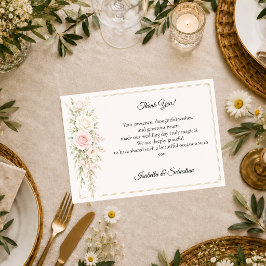 Romantische Röte-Rosen-Eleganz-Hochzeit Dankeskarte