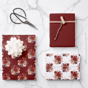 Romantische Rote Rosen Geschenkpapier Set