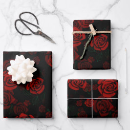 Romantische rote Rosen Geschenkpapier Set