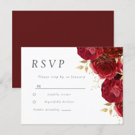 Romantische Rote Rosen Gold Leaf Hochzeit Postkarte