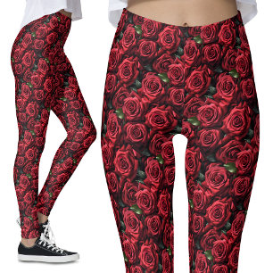 Romantische Rote Rosen Gothic Alternative Floral Leggings