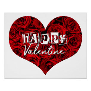 Romantische Rote Rosen Herzblut Valentine Poster