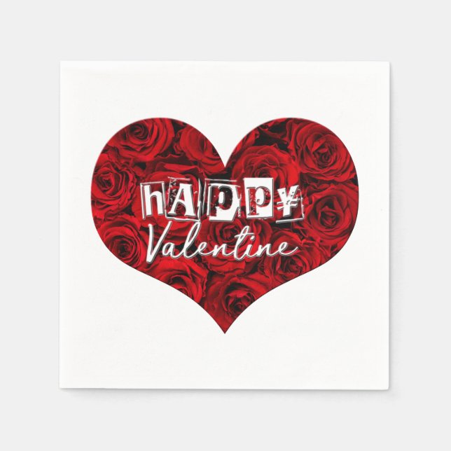 Romantische Rote Rosen Herzblut Valentine Serviette (Vorderseite)